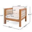 Outdoor Acacia Club Chair with Rope Arms and Cushions