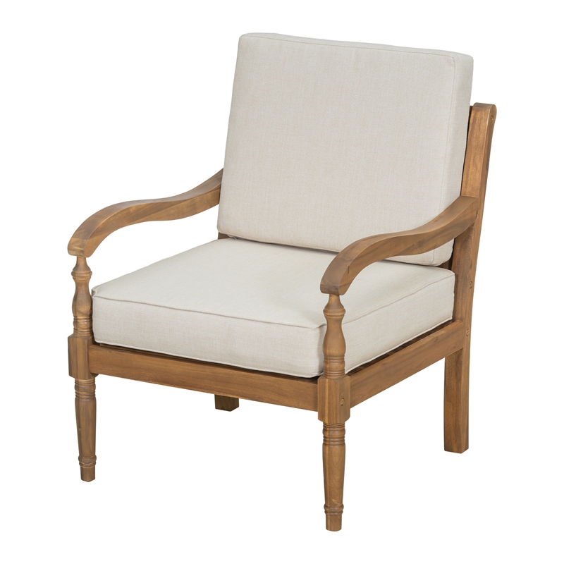 Outdoor Patio Club Chair with Beige Cushions