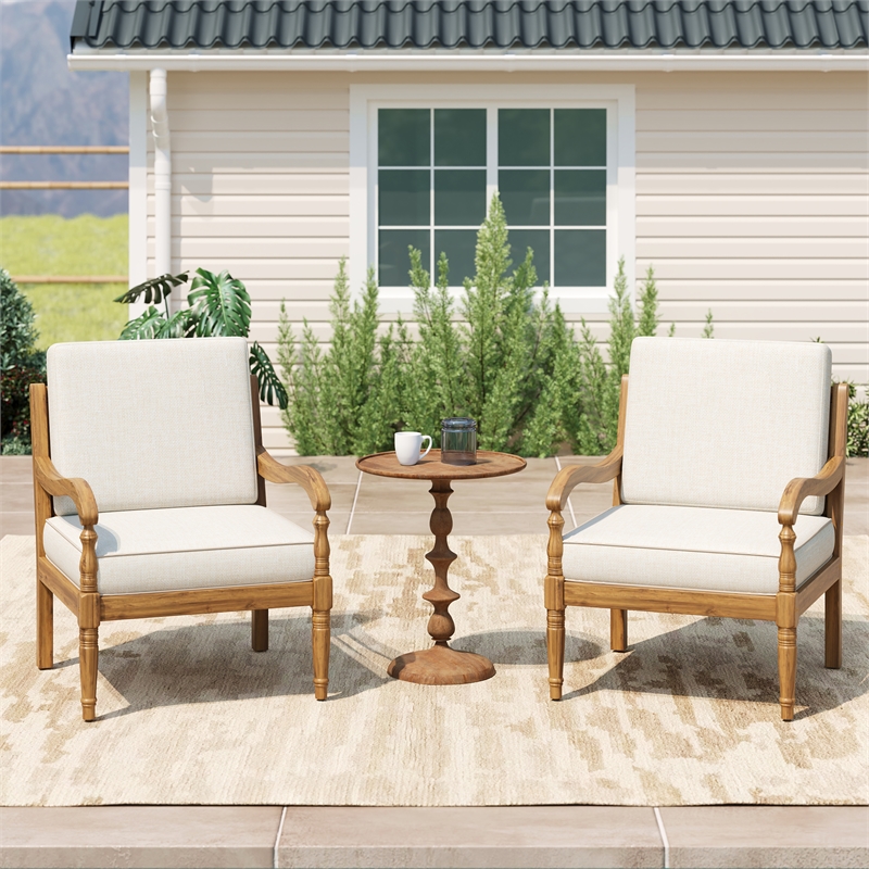 Outdoor Patio Club Chair with Beige Cushions