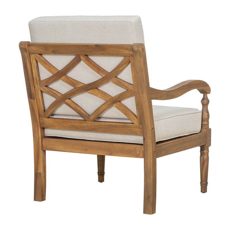 Outdoor Patio Club Chair with Beige Cushions
