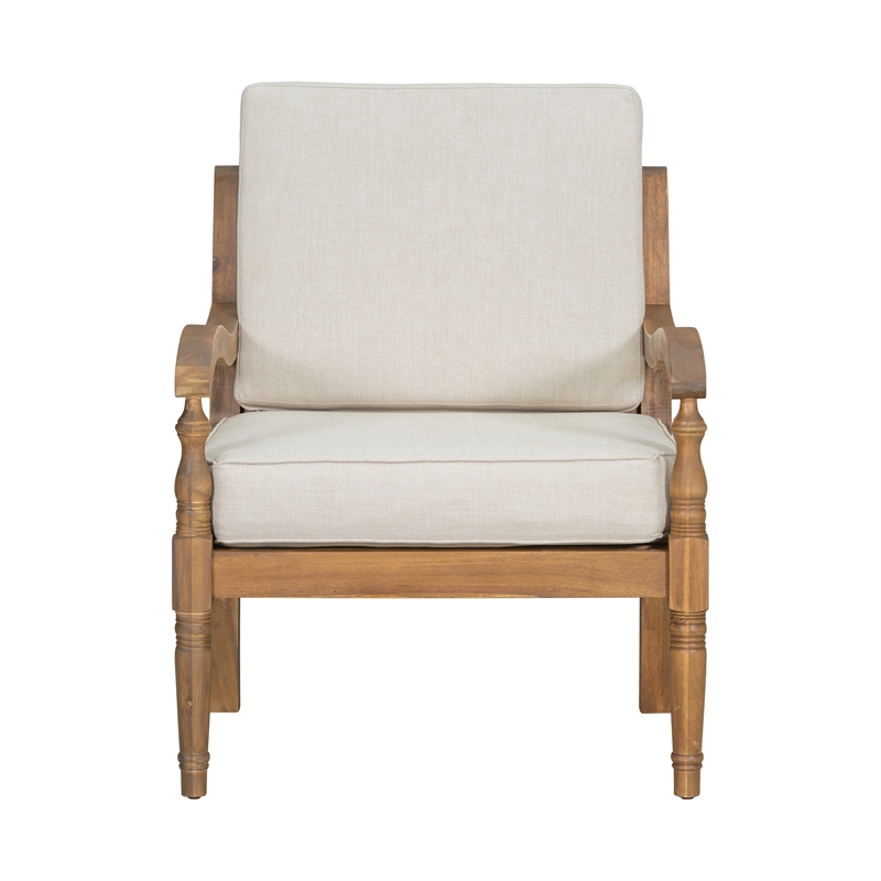 Outdoor Patio Club Chair with Beige Cushions