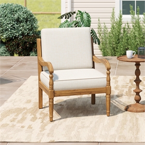 Outdoor Patio Club Chair with Beige Cushions