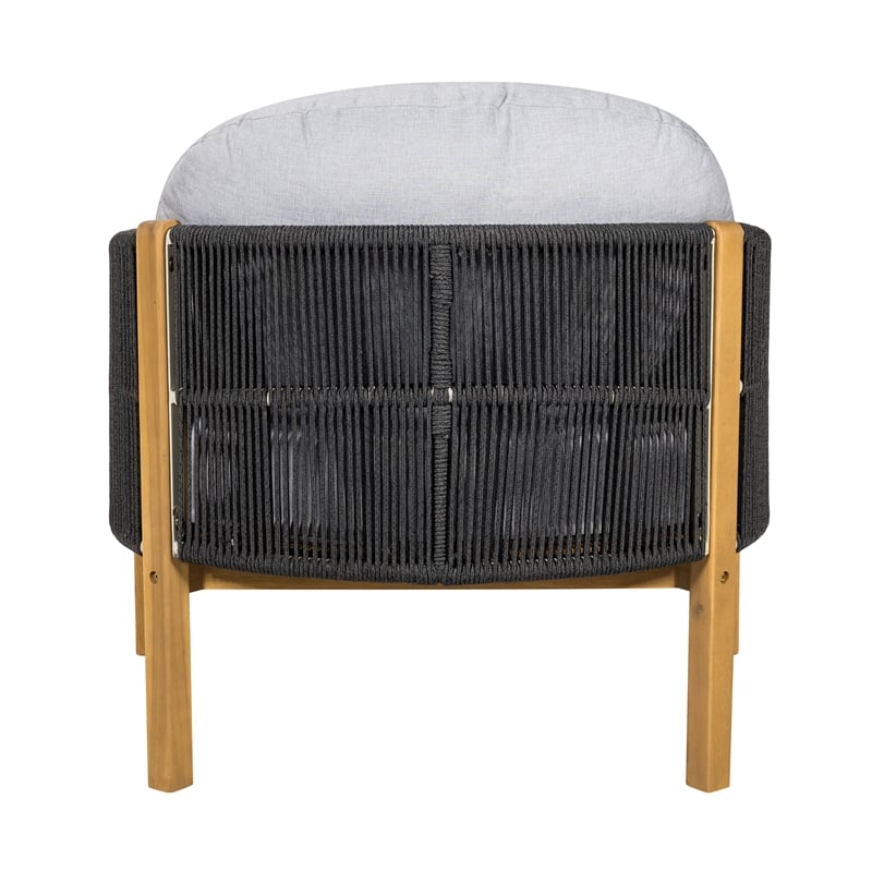 Outdoor Wood Club Chair with Gray Cushion
