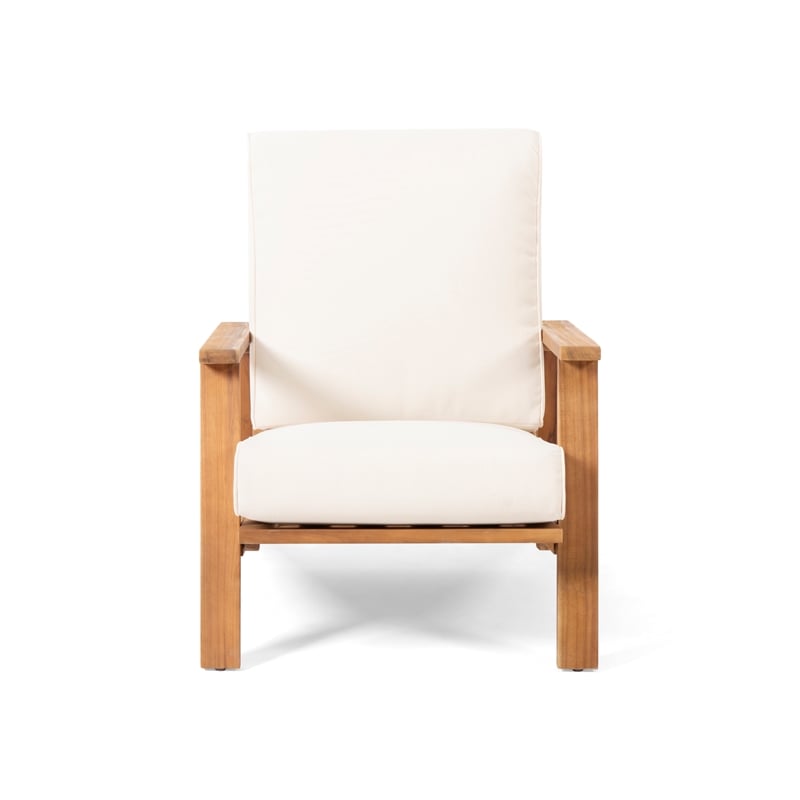 Modern Beige Upholstered Barrel Chair with Wood Frame