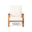 Modern Beige Upholstered Barrel Chair with Wood Frame