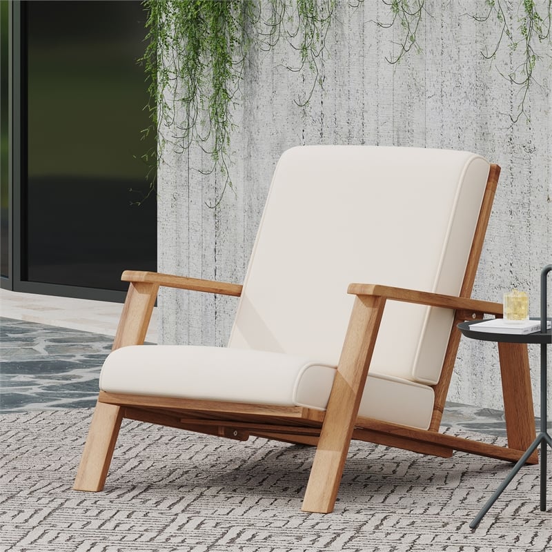 Modern Beige Upholstered Barrel Chair with Wood Frame