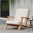 Modern Beige Upholstered Barrel Chair with Wood Frame