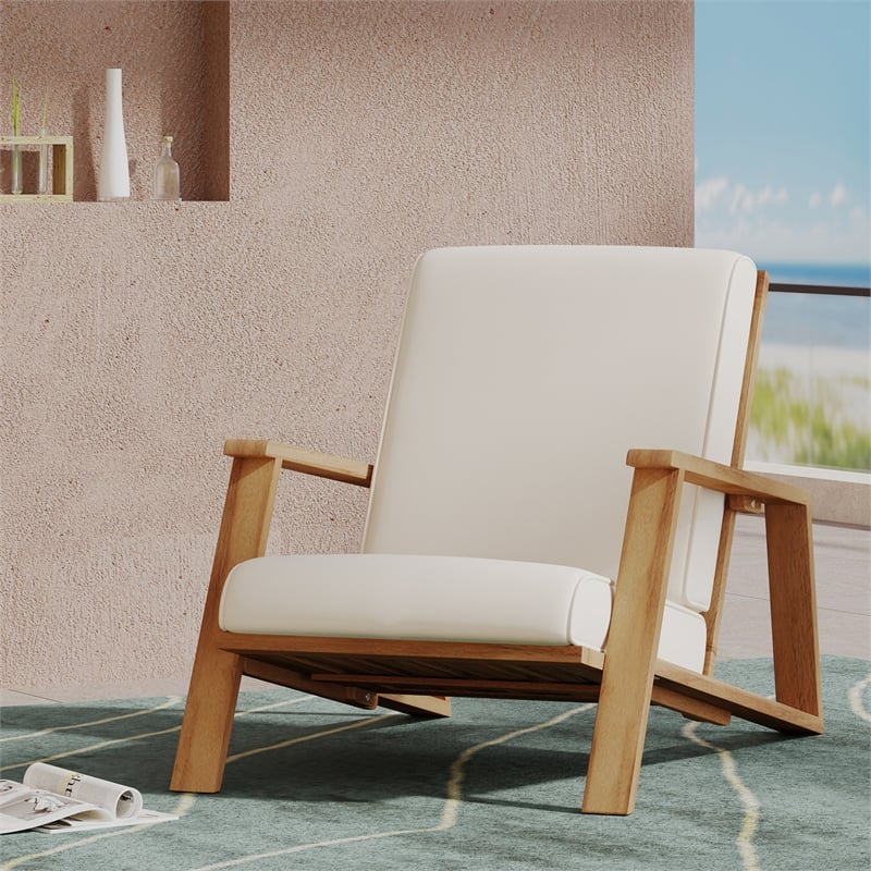 Modern Beige Upholstered Barrel Chair with Wood Frame