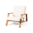 Modern Beige Upholstered Barrel Chair with Wood Frame