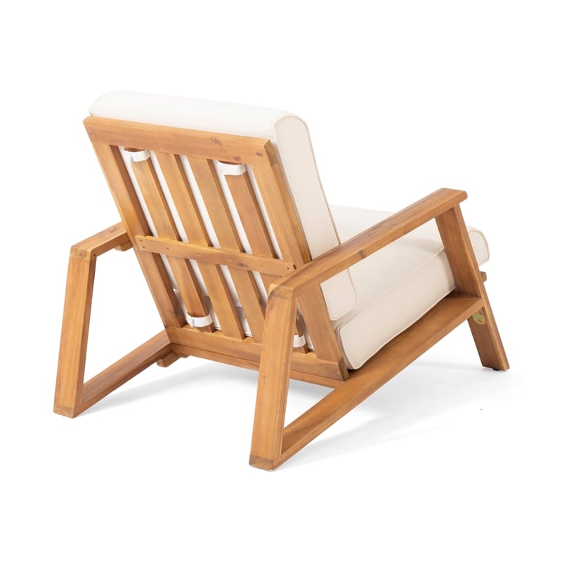 Modern Beige Upholstered Barrel Chair with Wood Frame