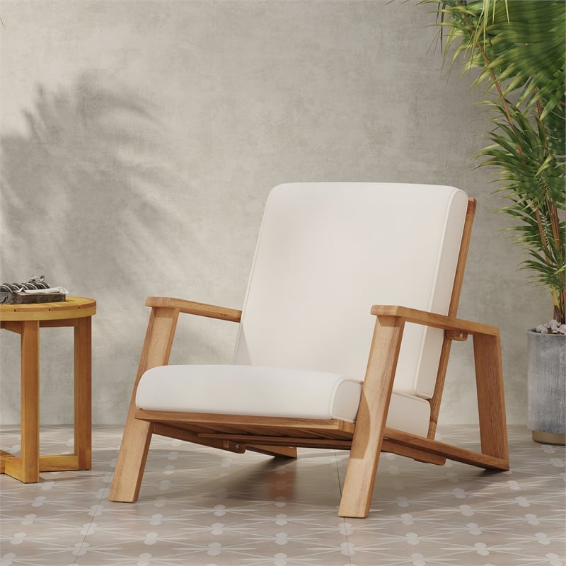 Modern Beige Upholstered Barrel Chair with Wood Frame