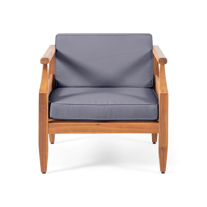 Outdoor Acacia Wood Club Chairs with Cushions