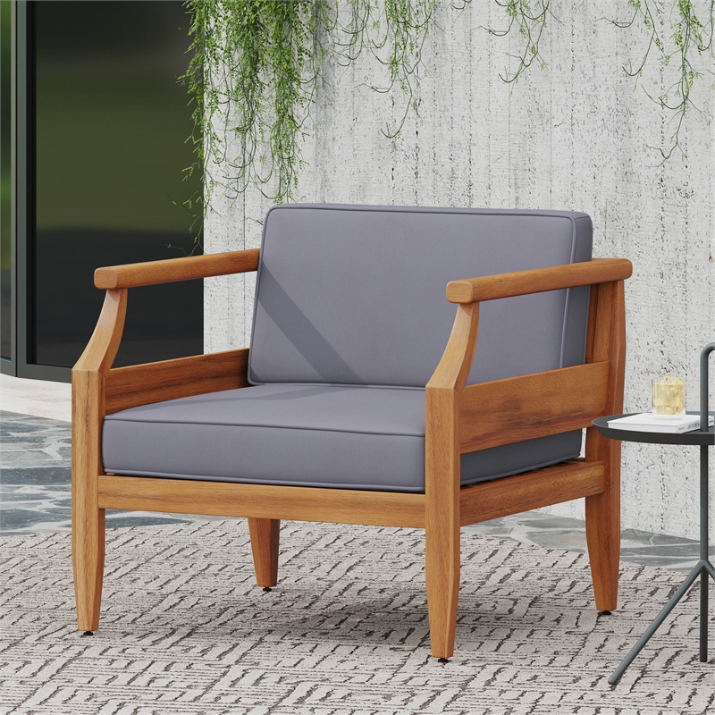 Outdoor Acacia Wood Club Chairs with Cushions