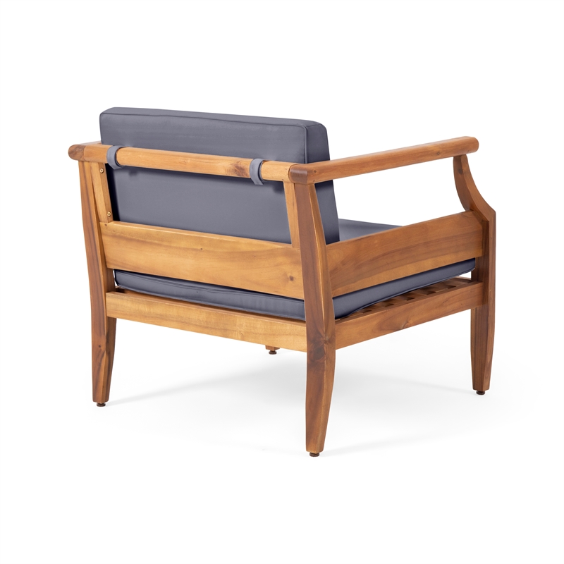 Outdoor Acacia Wood Club Chairs with Cushions