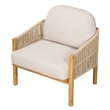 Outdoor Wood Club Chair with Beige Rope Cushions