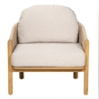 Outdoor Wood Club Chair with Beige Rope Cushions