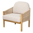 Outdoor Wood Club Chair with Beige Rope Cushions
