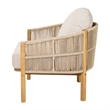 Outdoor Wood Club Chair with Beige Rope Cushions