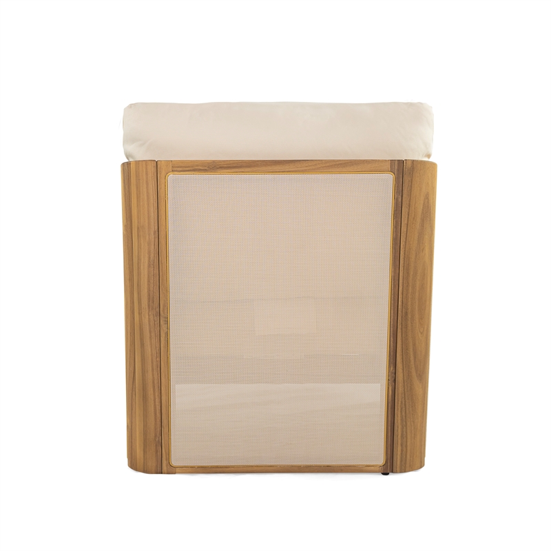 Acacia Wood Outdoor Club Chair with Mesh and Cushions