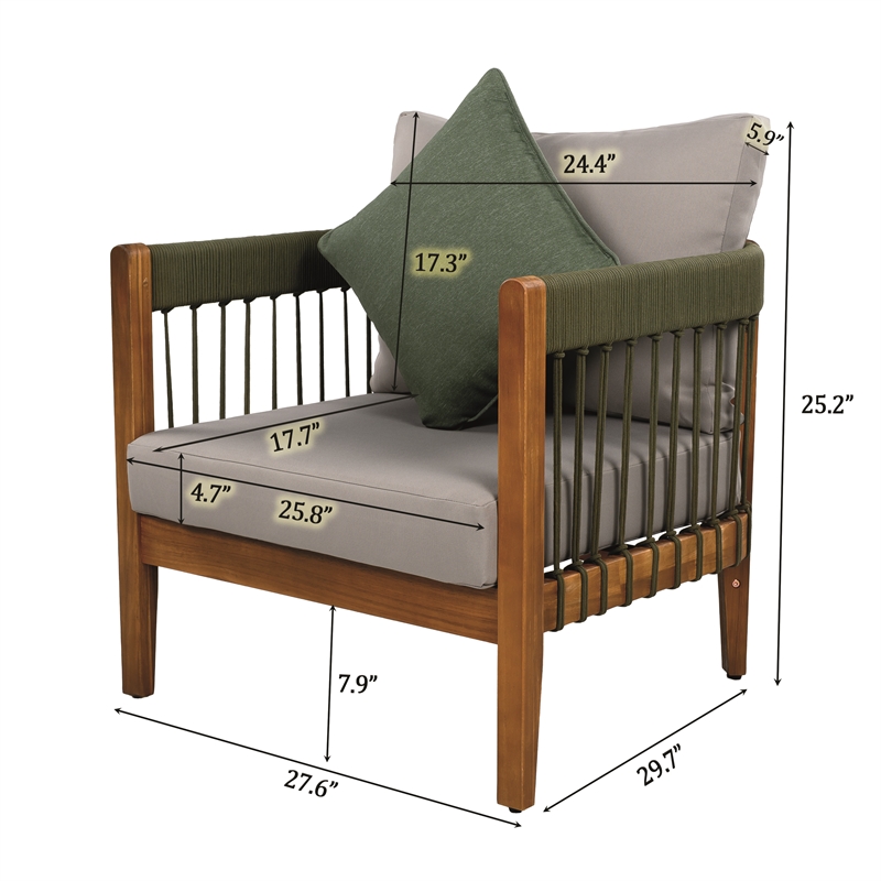 Acacia Outdoor Club Chair with Rope Accents