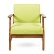 Green Velvet Club Chair with Sloping Arms and Tapered Legs