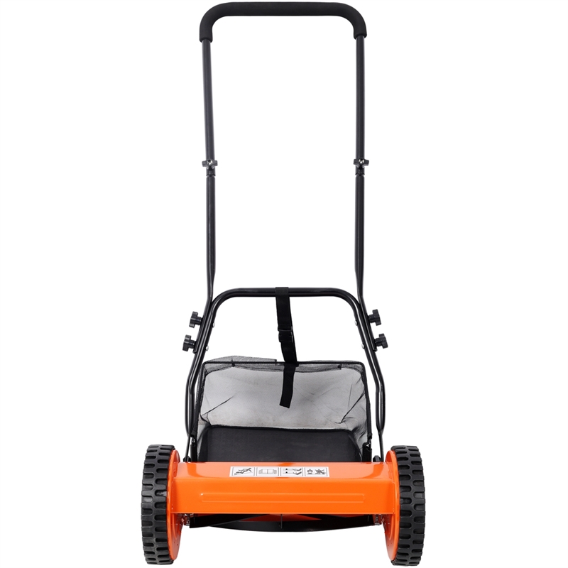 14-Inch 5-Blade Push Reel Lawn Mower with Grass Catcher  Orange