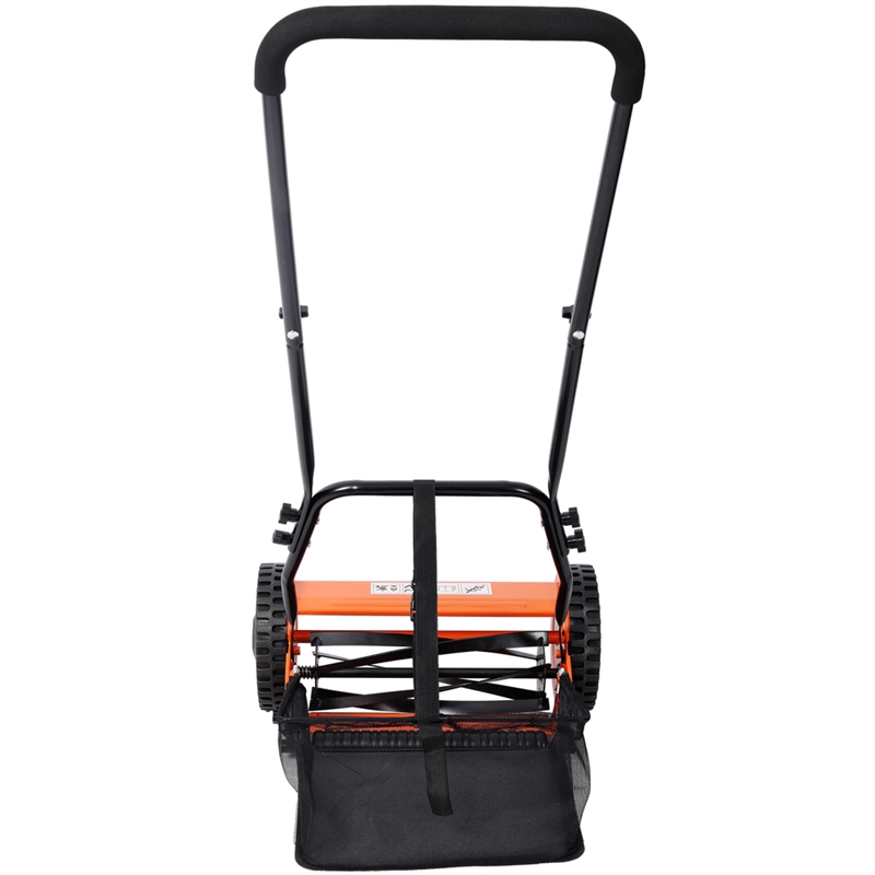 14-Inch 5-Blade Push Reel Lawn Mower with Grass Catcher  Orange