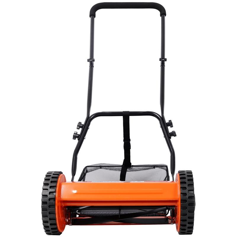14-Inch 5-Blade Push Reel Lawn Mower with Grass Catcher  Orange