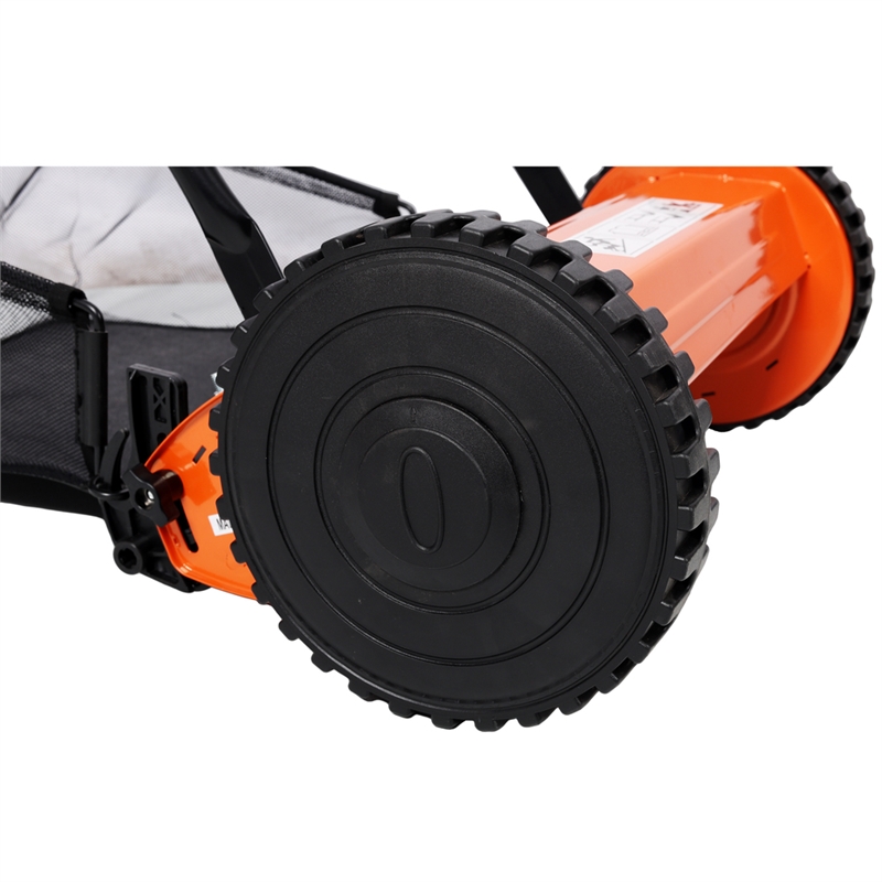 14-Inch 5-Blade Push Reel Lawn Mower with Grass Catcher  Orange