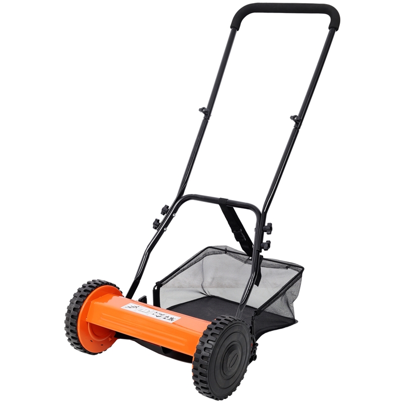 14-Inch 5-Blade Push Reel Lawn Mower with Grass Catcher  Orange