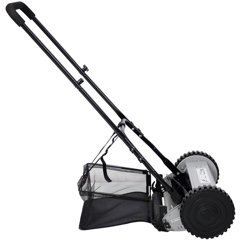 14 5 Blade Push Reel Lawn Mower with Catcher Gray