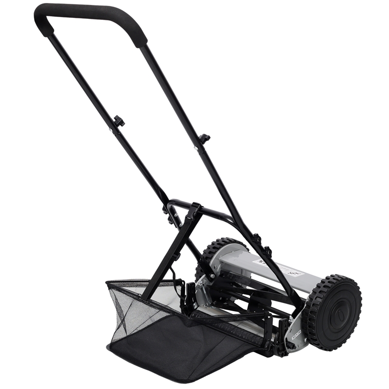 14 5 Blade Push Reel Lawn Mower with Catcher Gray