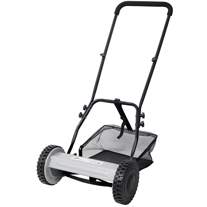 14 5 Blade Push Reel Lawn Mower with Catcher Gray
