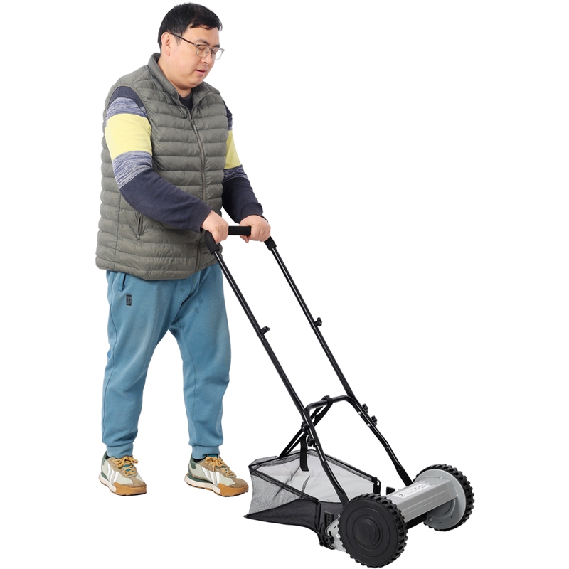 14 5 Blade Push Reel Lawn Mower with Catcher Gray