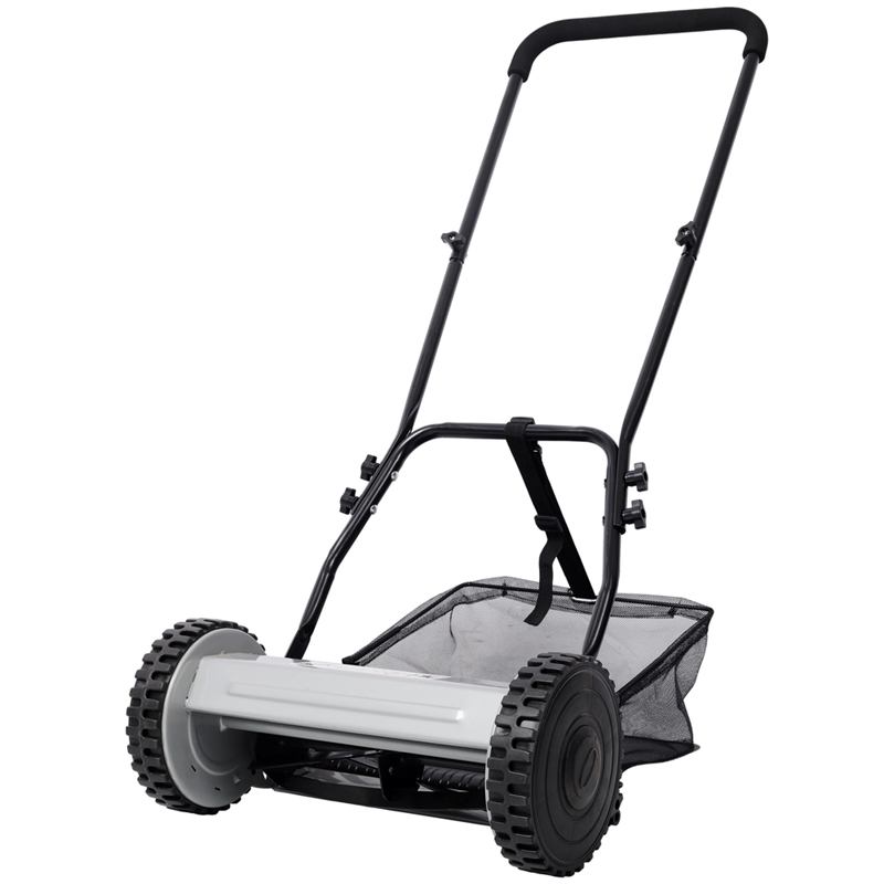 14 5 Blade Push Reel Lawn Mower with Catcher Gray