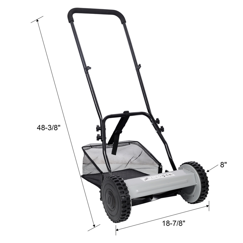 14 5 Blade Push Reel Lawn Mower with Catcher Gray