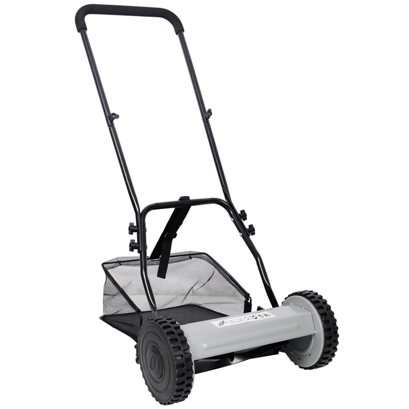14 5 Blade Push Reel Lawn Mower with Catcher Gray