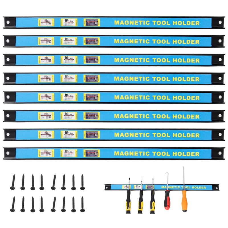 8Pack 18 Heavy Duty Black Steel Magnetic Tool Holder Strips for Garage  Workshop