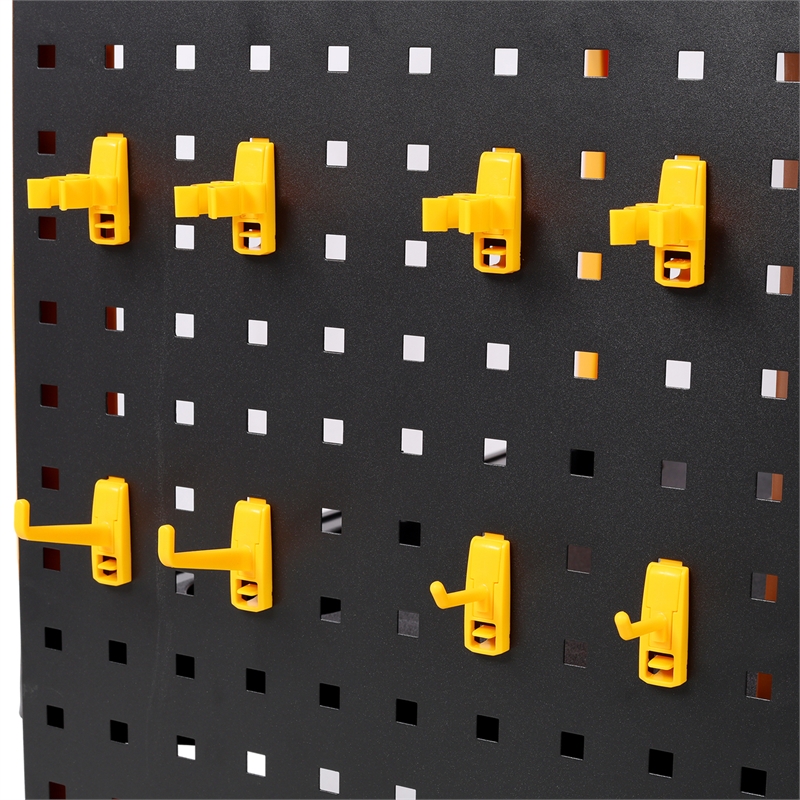 3 Tier Rolling  Cart with Wheels Hooks Panel Yellow/Black Plastic Storage Cart