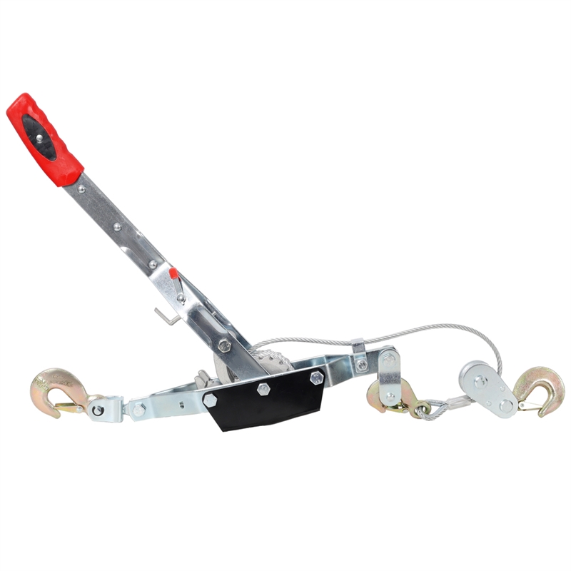 Silver Steel 4T Hand Winch Puller Dual Gear Ratchet  3 Hooks 12ft Cable