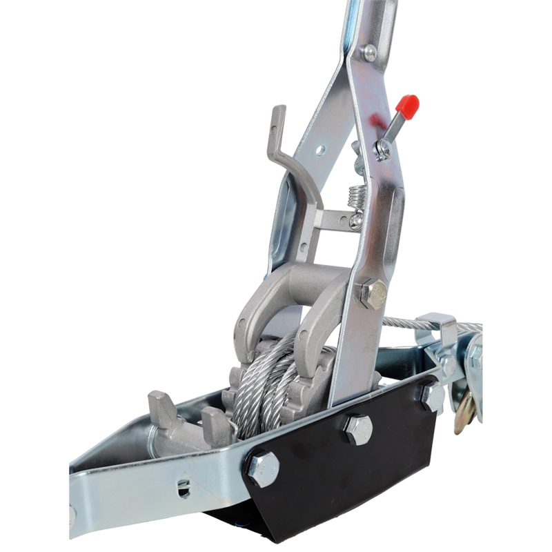 Silver Steel 4T Hand Winch Puller Dual Gear Ratchet  3 Hooks 12ft Cable