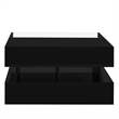 Modern Black MDF Lift Top Coffee Table with LED Lights Glass Top Storage Drawers