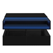 Modern Black MDF Lift Top Coffee Table with LED Lights Glass Top Storage Drawers