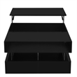 Modern Black MDF Lift Top Coffee Table with LED Lights Glass Top Storage Drawers