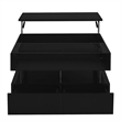 Modern Black MDF Lift Top Coffee Table with LED Lights Glass Top Storage Drawers