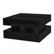 Modern Black MDF Lift Top Coffee Table with LED Lights Glass Top Storage Drawers