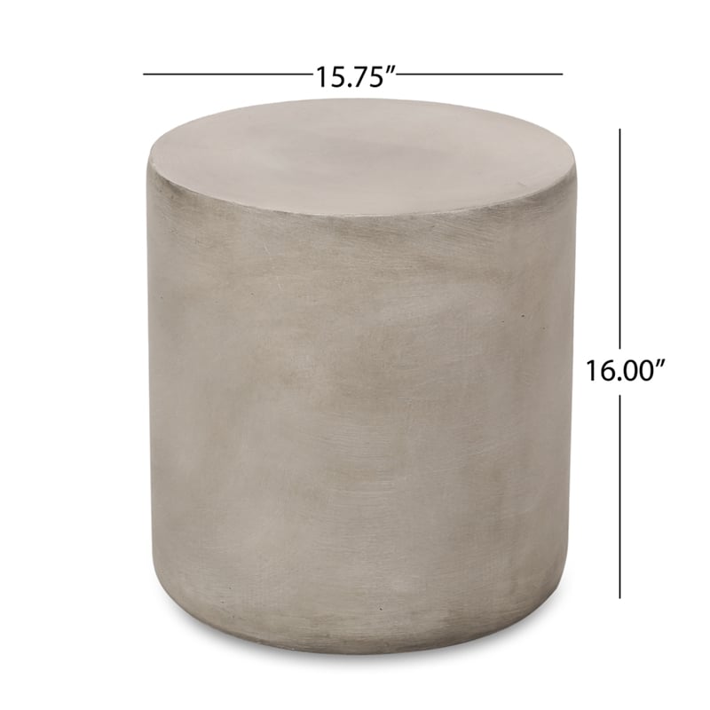 Modern Light Grey Concrete Round Outdoor SideTable Lightweight MGO Table