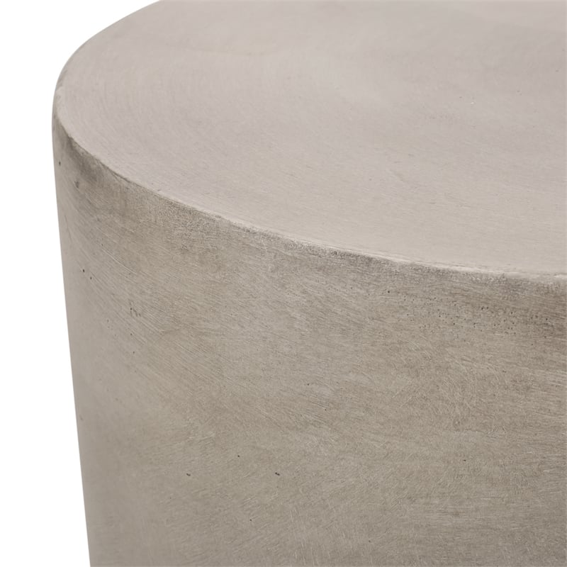 Modern Light Grey Concrete Round Outdoor SideTable Lightweight MGO Table
