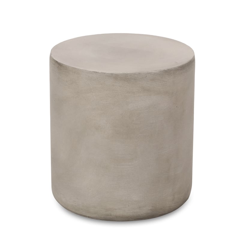 Modern Light Grey Concrete Round Outdoor SideTable Lightweight MGO Table