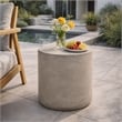 Modern Light Grey Concrete Round Outdoor SideTable Lightweight MGO Table